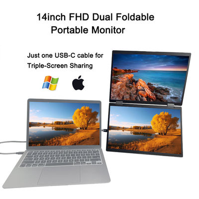 14Inch 1080p Portable Monitor Dual Screen Extender HDMI USB C For Laptop Windows Mac
